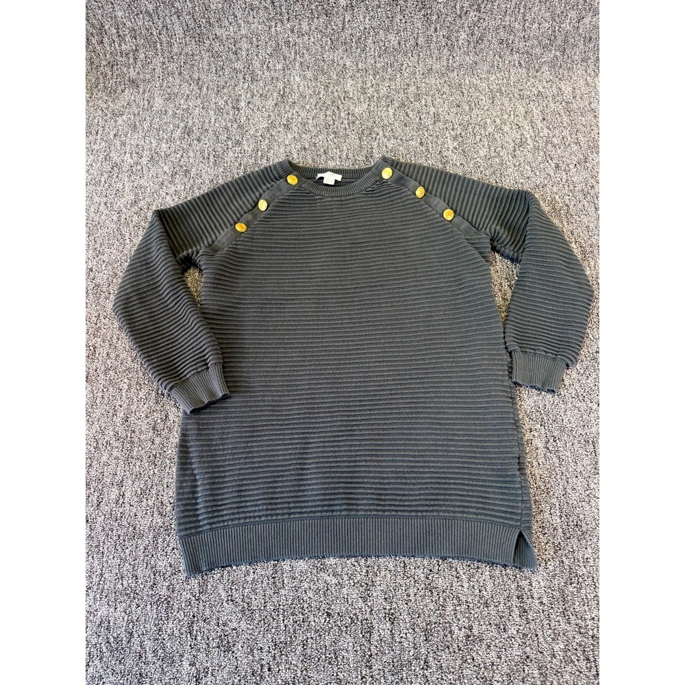 Seraphine Amalia Ripple Stitch Nursing Sweater Womens Medium Gray Knitted Ribbed